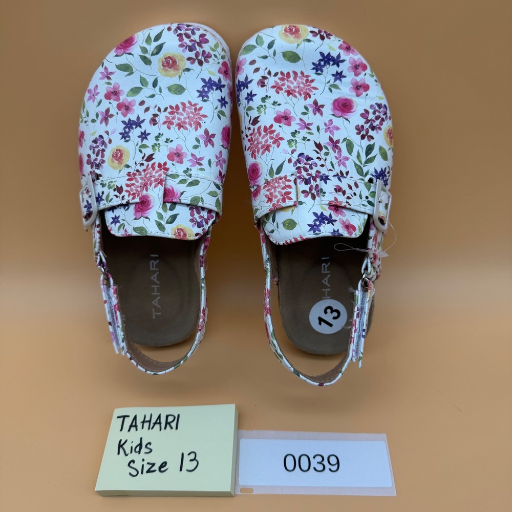Tahari Kids Floral Clogs Size 13 Slingback light Sandals WhitePink Purple Yellow